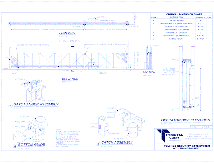 TYM-HYD Structural Cantilever Slide Gate System - Chain Link