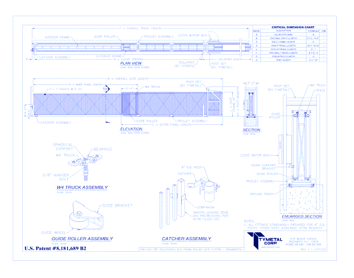 TYM-VSA Telescoping Box Frame Roller Gate and Operator System - Ornamental