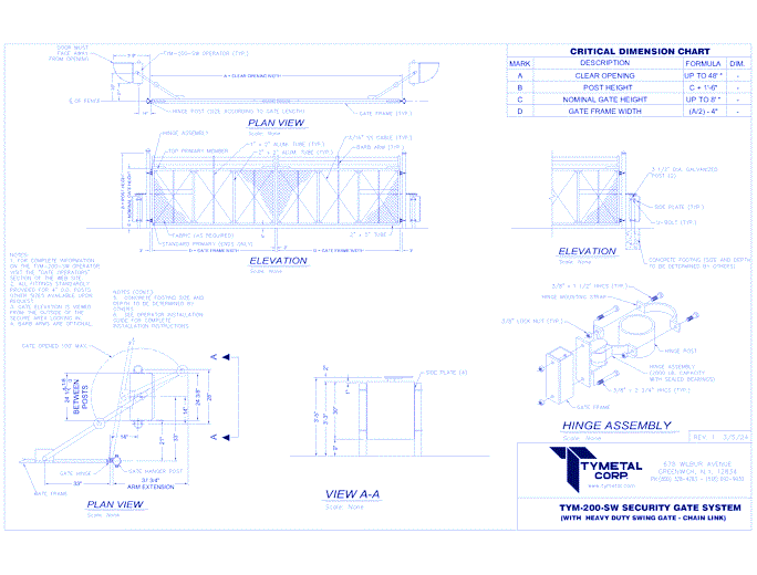 TYM-200-SW Heavy Duty Swing Gate and Operator System - Chain Link