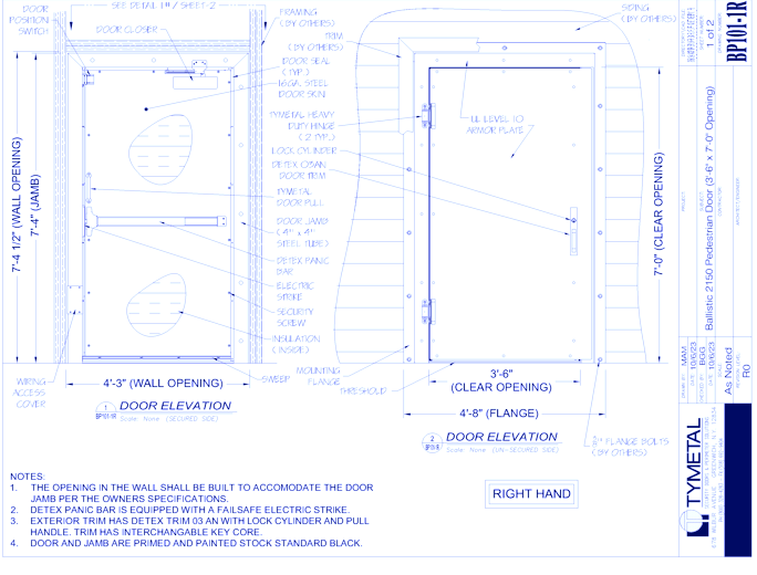 Ballistic 2150: Pre-hung Pedestrian Swing Gate - TYMETAL - CADdetails