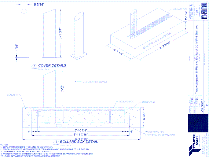 Rising Bollard RB001-30 (K4 Type) Shallow Mount Rising Bollard easily stores below grade when not in use