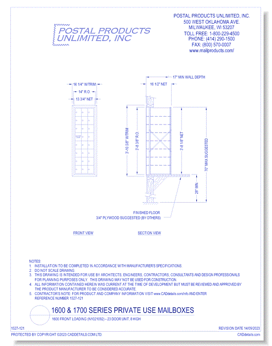 1600 Front Loading (N1021092) - 23 Door Unit, 8 high