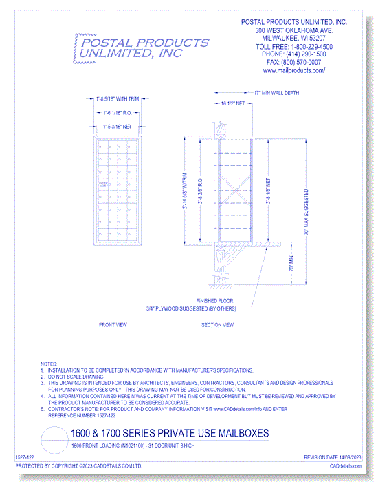 1600 Front Loading (N1021100) - 31 Door Unit, 8 high