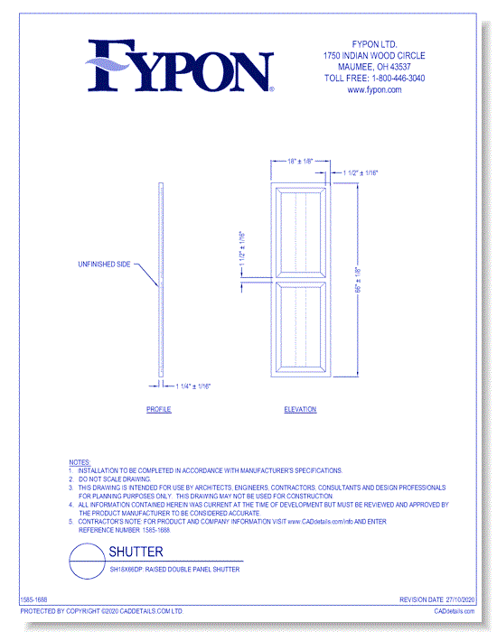 SH18X66DP: Raised Double Panel Shutter