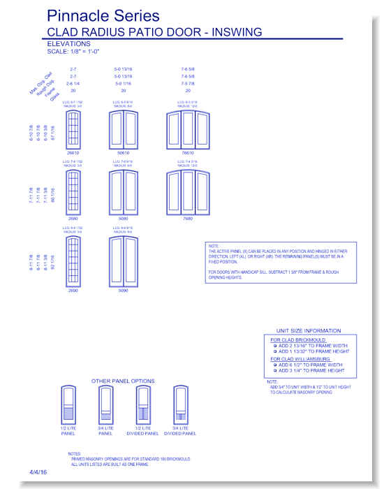 Pinnacle Clad Seg-Top Patio Door - CADdetails