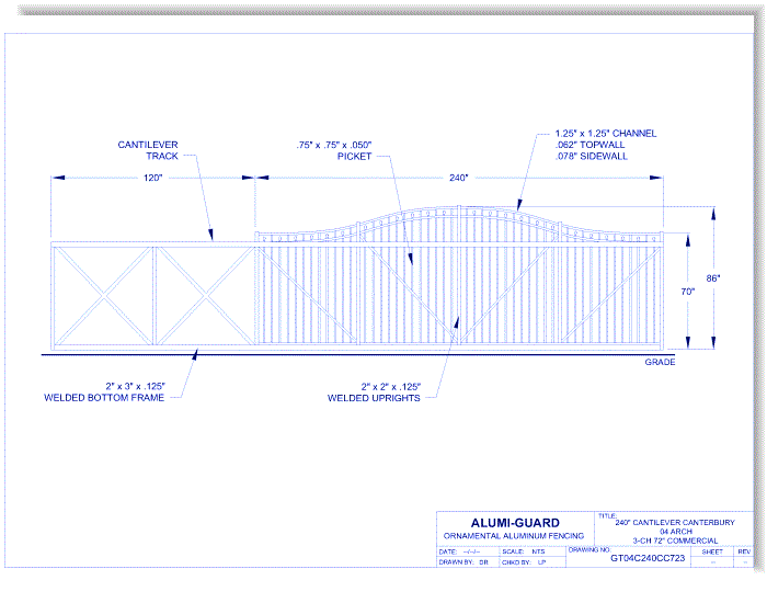 20' Cantilever Commercial Canterbury 04 Arch 3-CH 72" (GT04C240CC723)