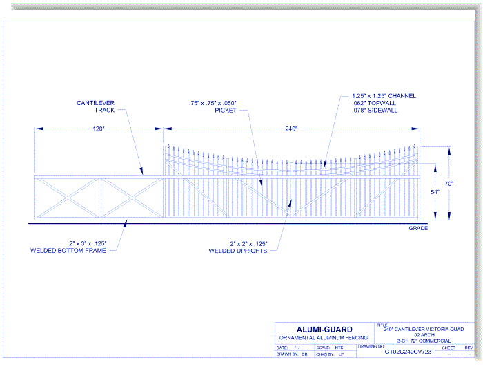20' Cantilever Commercial Victoria Quad 02 Arch 3-CH 72" (GT02C240CV723)