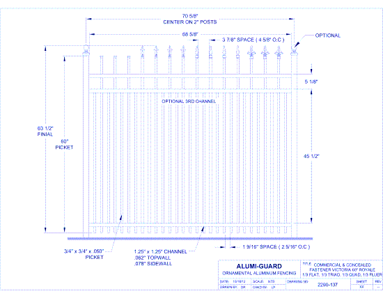 Commercial & Concealed Fastener Victoria 60" Royale (CCFV603S0-1-3)