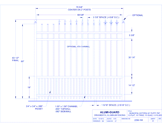 6' Municipal Victoria 60" Puppy Picket (M6V604S0-2-3)