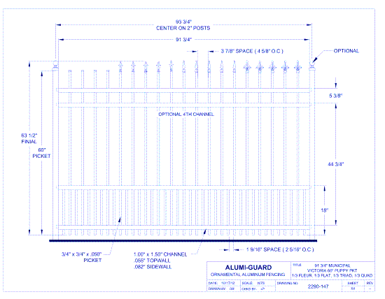 8' Municipal Victoria 60" Puppy Picket (M8V604S0-2-3)