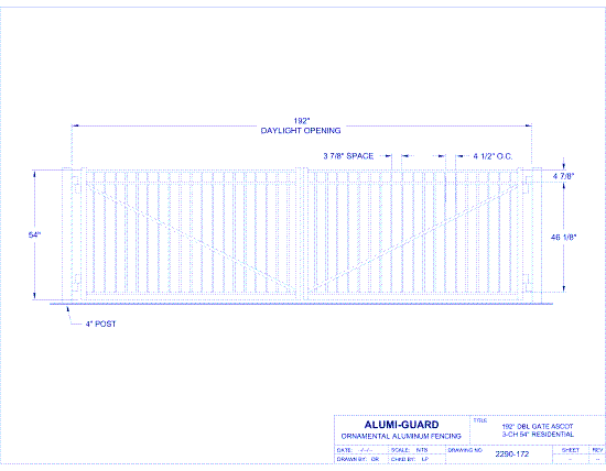 Double Gate Residential Belmont 03 Arch 3-CH 60" (GT03D192RB603)