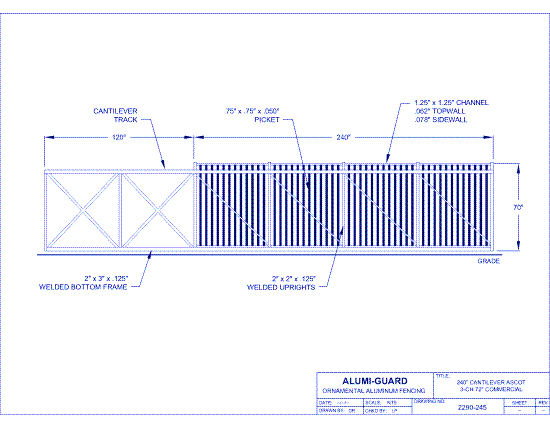 20' Cantilever Commercial Ascot 3-CH 72" (GTC240CA723)