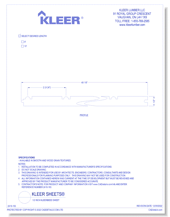 1/2 Inch Kleerbeed Sheet