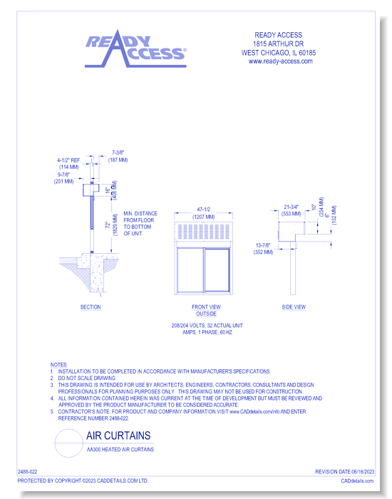 AA300 Air Curtain - Ready Access - CADdetails