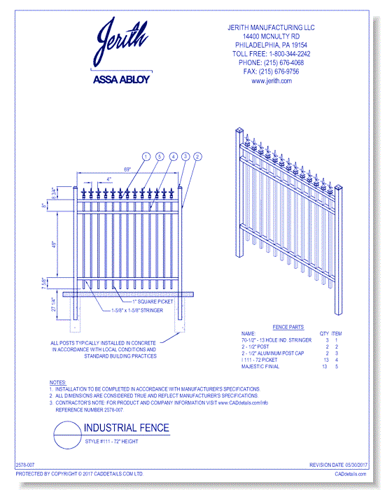 Industrial Fence Style 111 - 72 In. height