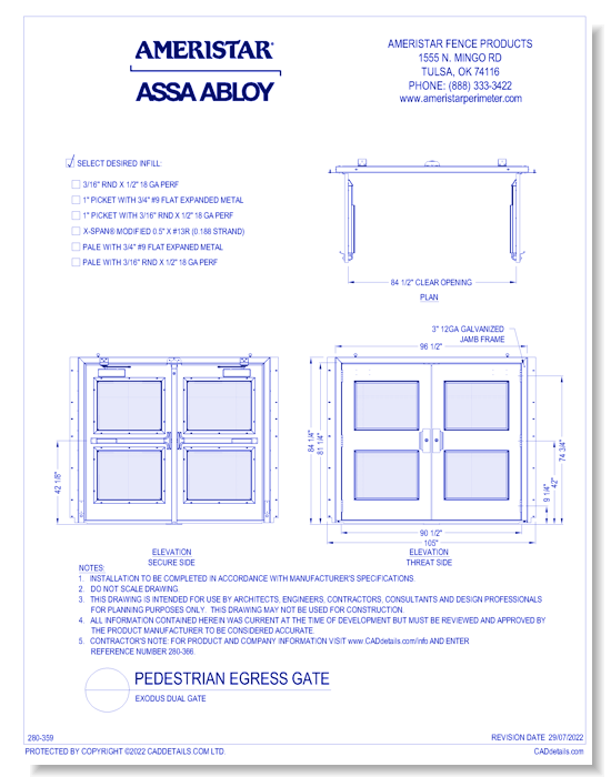 Exodus Dual Gate - Ameristar Fence Products - CADdetails