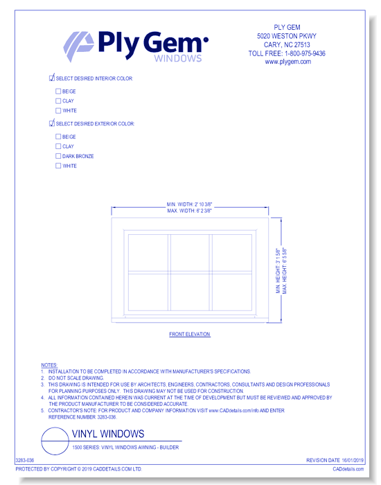 1500 Series Ply Gem CADdetails