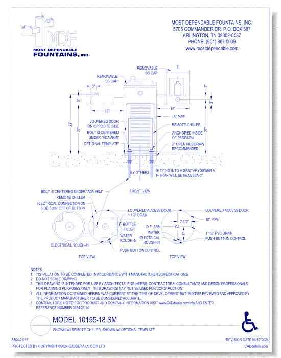 **10155-18 SM** with Remote Chiller, Shown with Optional Template