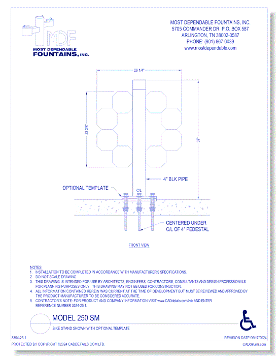 ** 250 SM** Bike Stand Shown with Optional Template