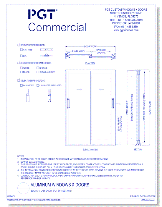 Sliding Glass Door: 2P2T BP (SGD770NS) - CADdetails