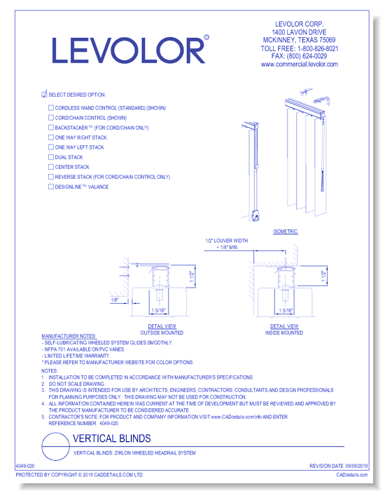 Vertical Blinds - LEVOLOR - CADdetails