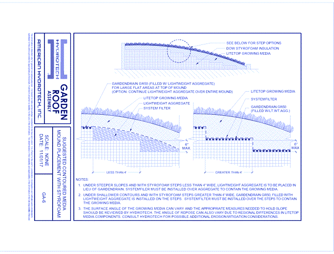 Garden Roof Assembly: Suggested Contoured Soil Mound Placement w/Styrofoam ( GA-6 )