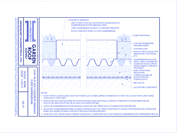 Garden Roof Assembly: Cast-in-Place Concrete Sidewalk Over Gardendrain ( GA-14 )