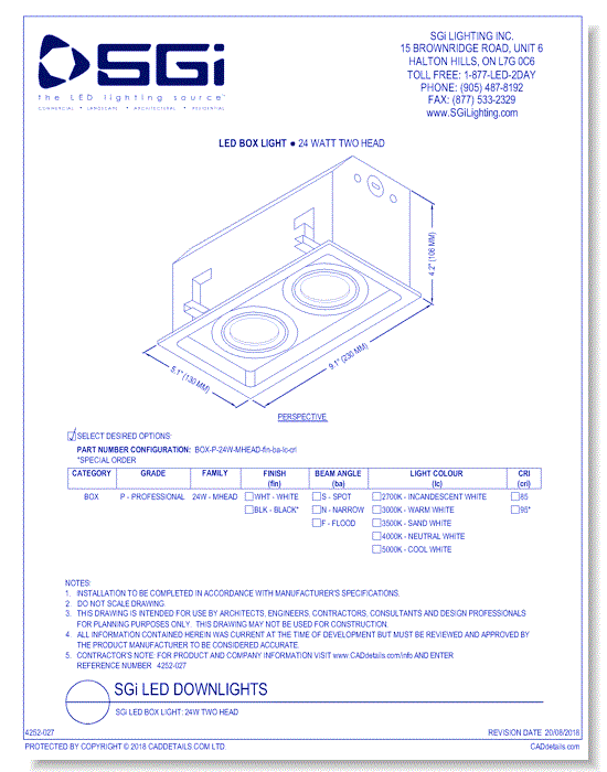 SGi LED Box Light: 24W Two Head