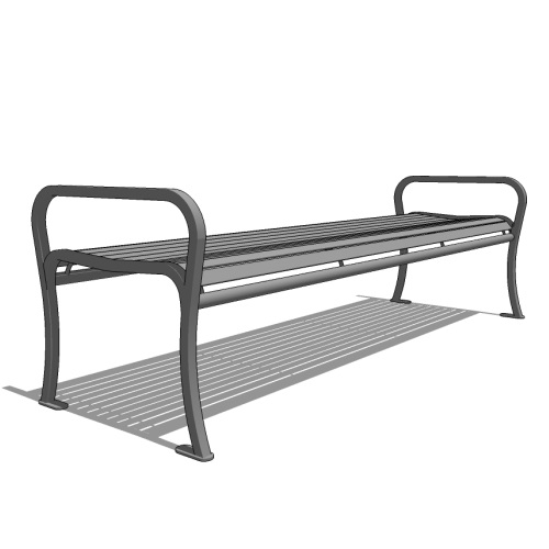 Model WP1-1100: WestPort Backless Bench - Horizontal Strap, Six Foot Length, Steel Bar Ends