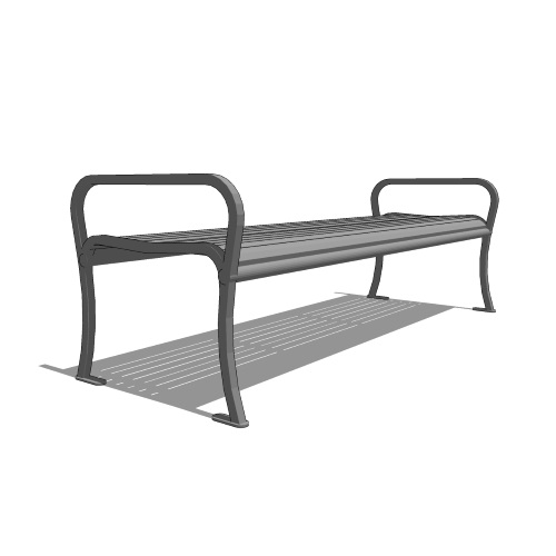 Model WP1-1110: WestPort Backless Bench - Horizontal Strap, Six Foot Length, Cast Iron Ends