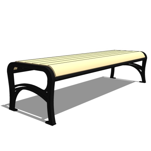 Model AV1-1110: Avondale Backless Bench - Wood Slat or Recycled Plastic, Six Foot Length, Cast Iron Ends