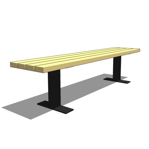 Model AV1-1120: Avondale Backless Bench - Wood Slat or Recycled Plastic, Six Foot Length, Surface Mount, No Ends