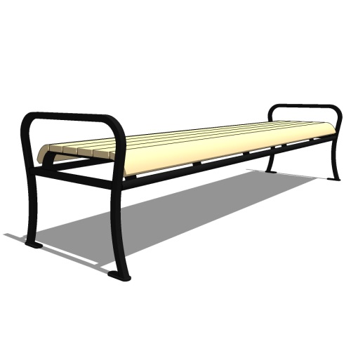 Model AV1-2100: Avondale Backless Bench - Wood Slat or Recycled Plastic, Eight Foot Length, Steel Bar Ends