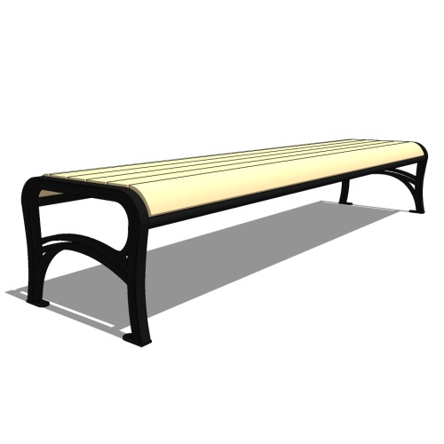 Model AV1-2110: Avondale Backless Bench - Wood Slat or Recycled Plastic, Eight Foot Length, Cast Iron Ends