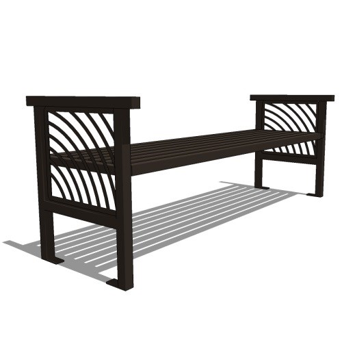 Model JC1-1100: JordanCreek Backless Bench - Laser Pattern, Six Foot Length, Steel Bar Ends