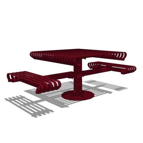 Carnival™ Square Table: 4 Ft. Square, 2 Seats, Pedestal Mount