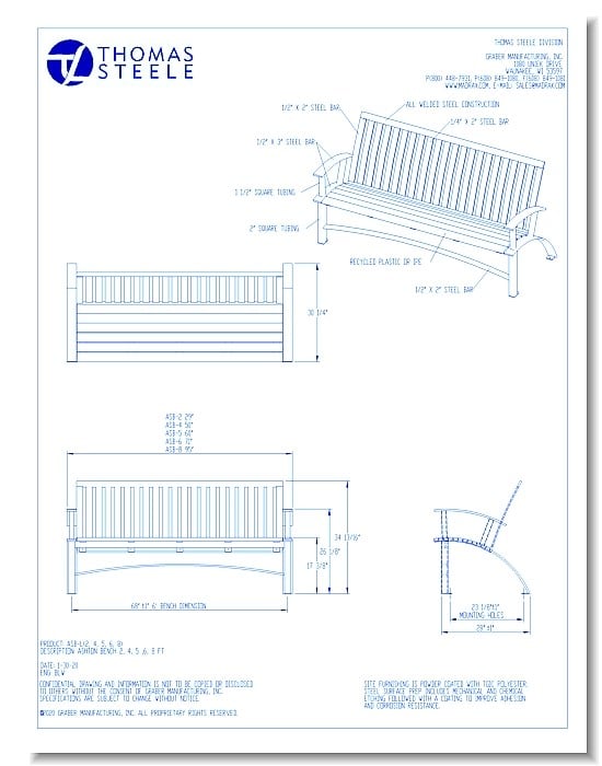 Ashton™ Bench: 4 Ft. with Recycled Plastic