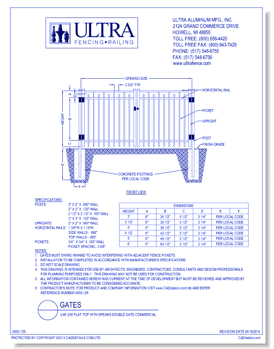 UAF-250 Flat Top with Spears Double Gate Commercial