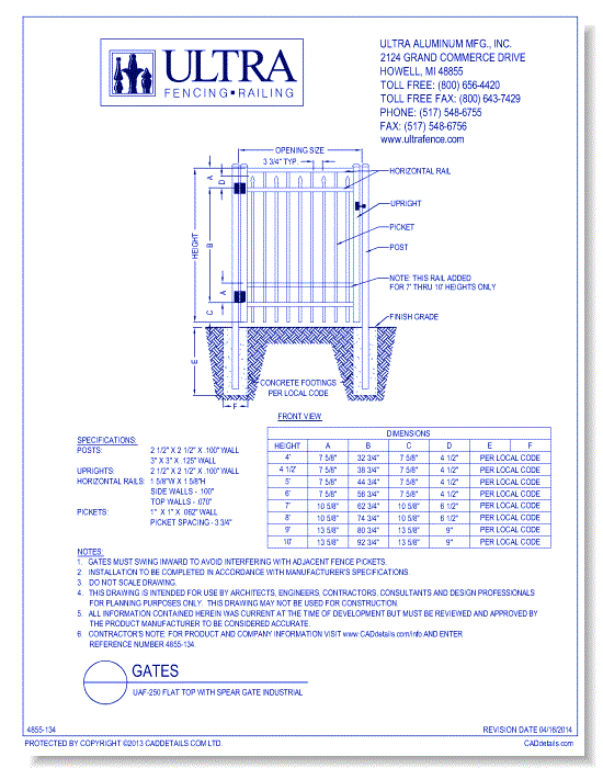 UAF-250 Flat Top with Spear Gate Industrial