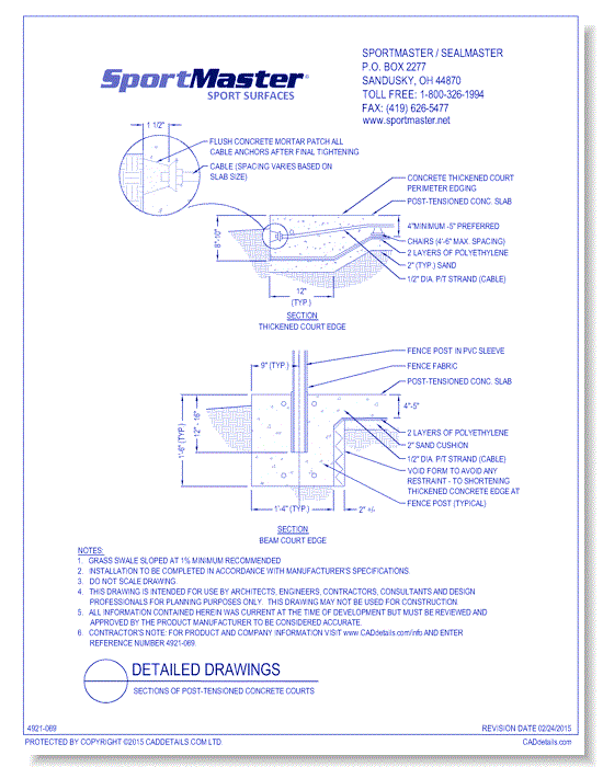 Sections of Post-Tensioned Concrete Courts