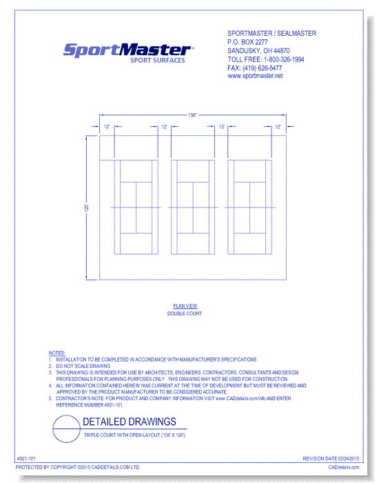 Triple Court with Open Layout (156' x 120')