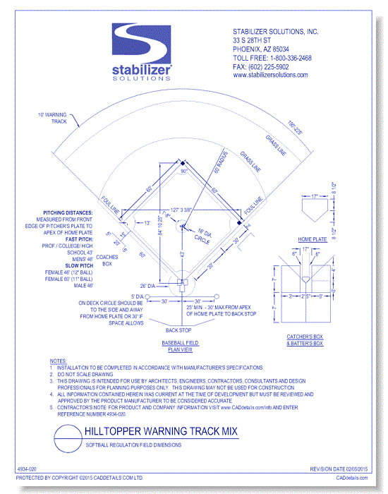 Hilltopper Warning Track Mix: Softball Regulation Field Dimensions -  CADdetails