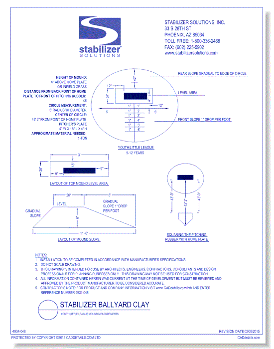 Stabilizer Ballyard Clay: Youth / Little League Mound Measurements