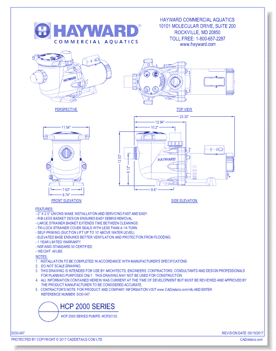 HCP 2000 Series Pumps: HCP20153