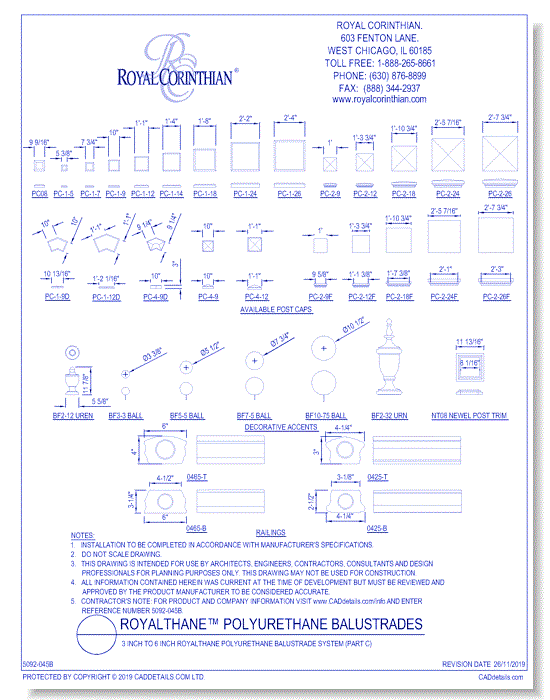 3 Inch to 6 Inch RoyalThane Polyurethane Balustrade System (Part C)