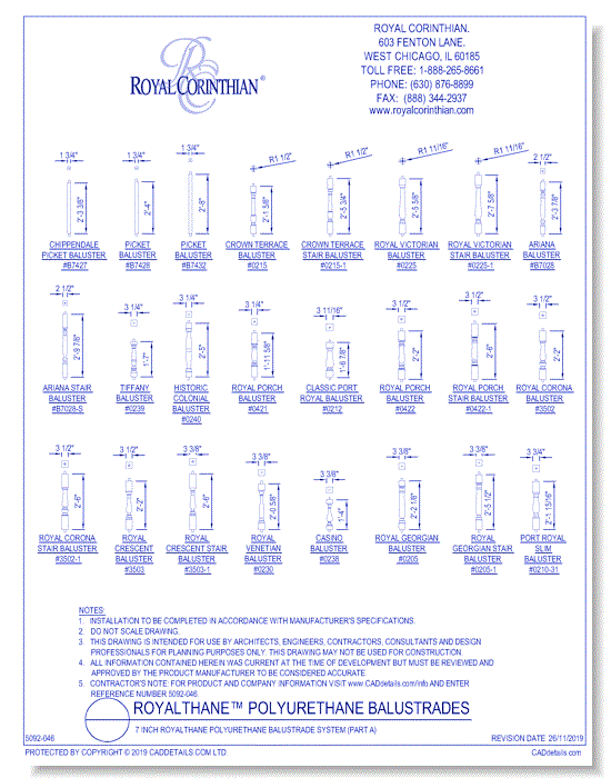 7 Inch RoyalThane Polyurethane Balustrade System (Part A)