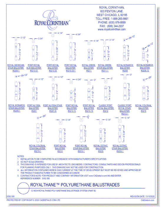 12 Inch RoyalThane Polyurethane Balustrade System (Part B)