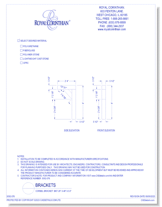 Corbel Bracket: BKT 28" x 48" x 5.5"