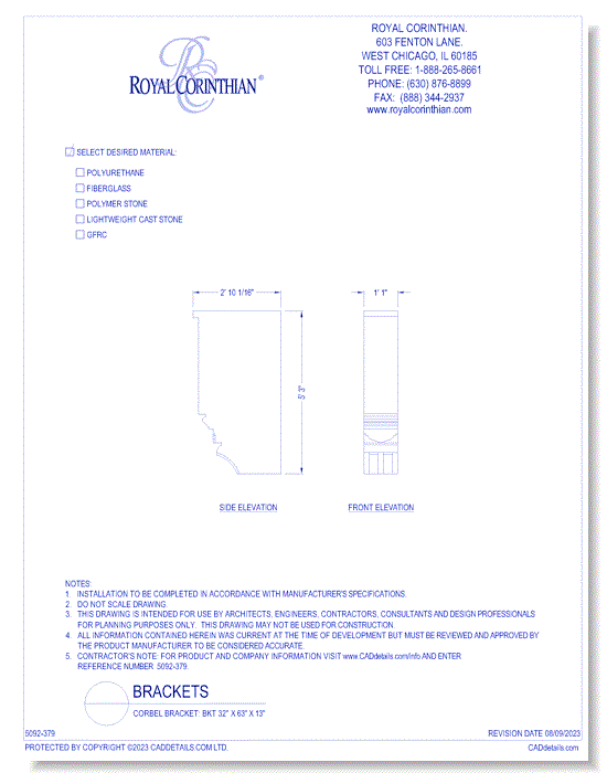 Corbel Bracket: BKT 32" x 63" x 13"