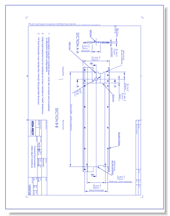 ASSA ABLOY SW200i In Ground Operator - CADdetails